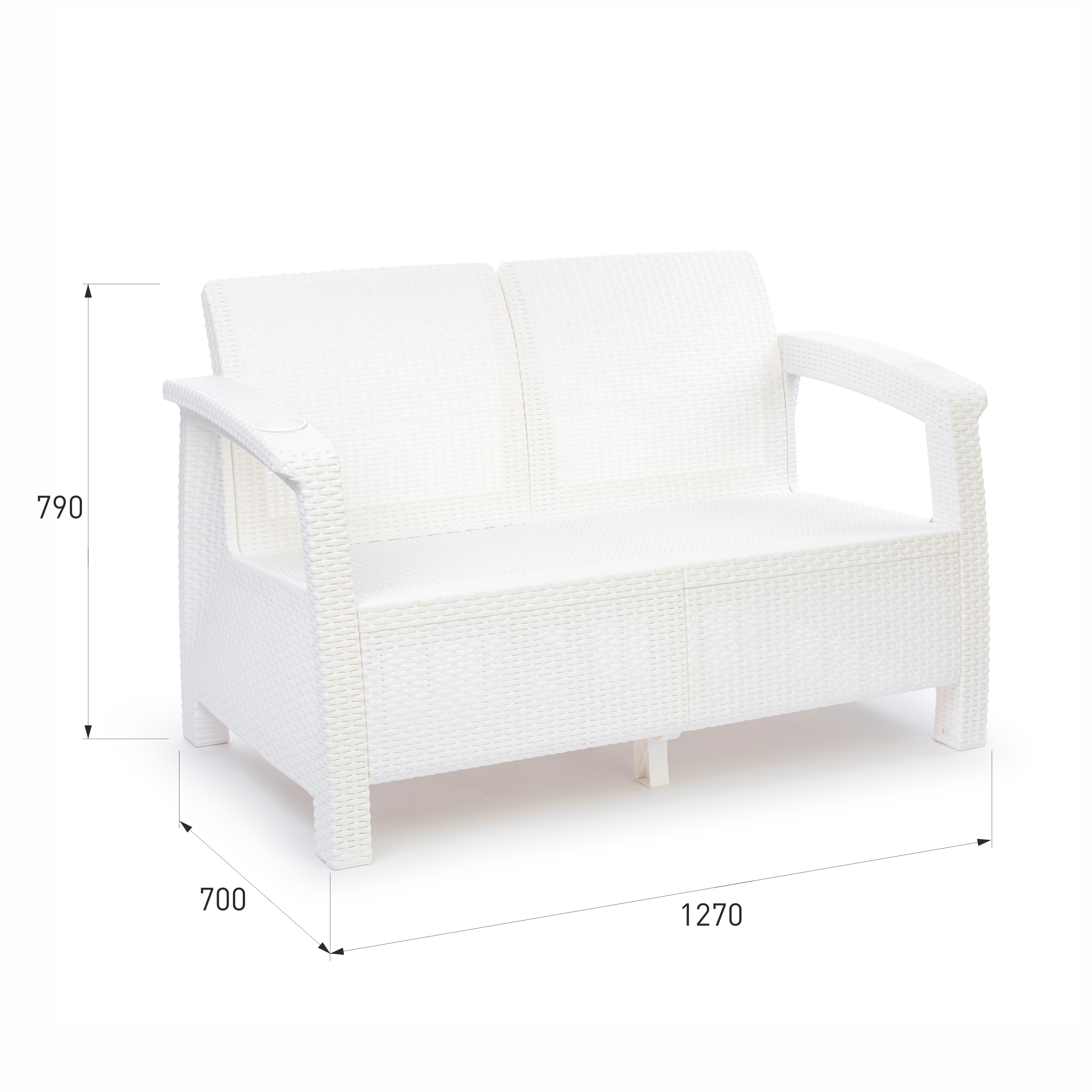 Диван Ротанг-плюс 2-х местный (белый,мокко)(уп 1) в Комсомольске-на-Амуре